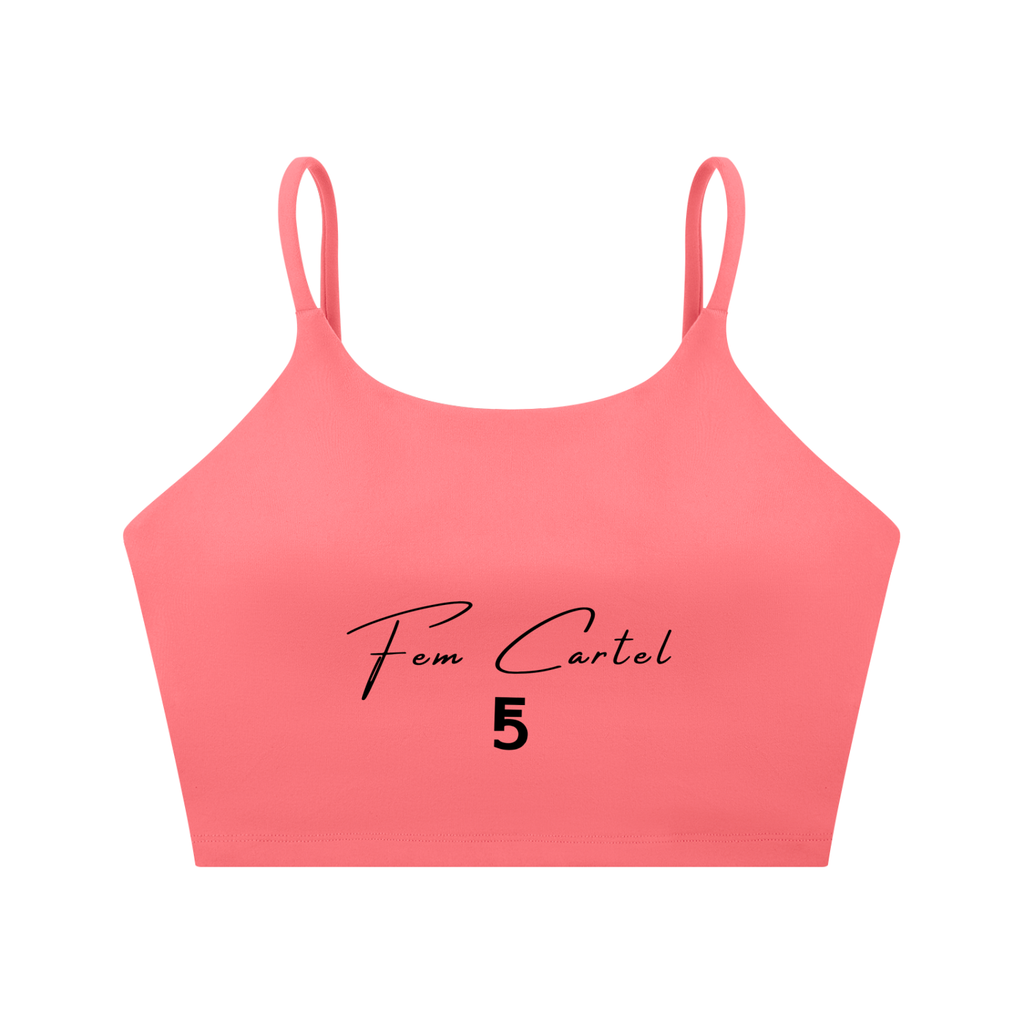 Spaghetti Strap Yoga Sports Bra Script | Black Logo