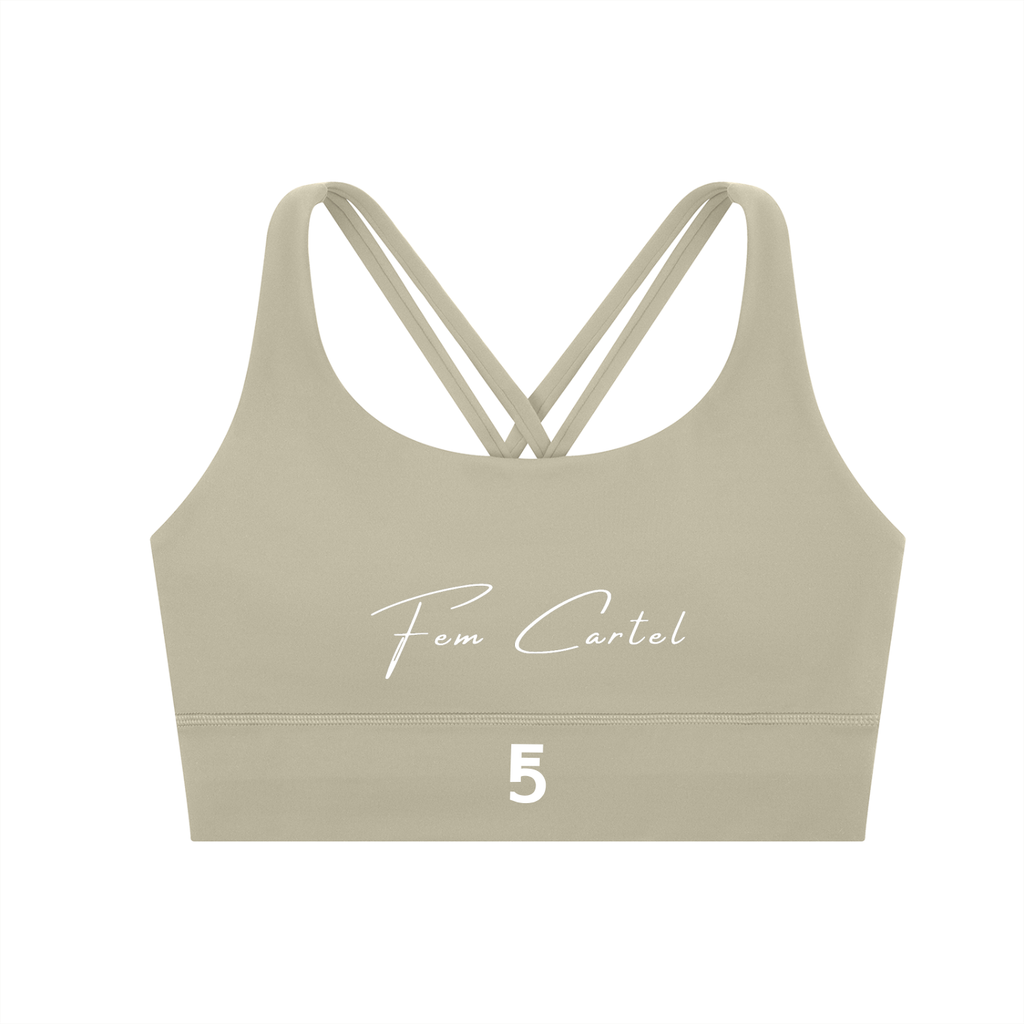 Strappy Criss-Cross Sports Bra | White Logo
