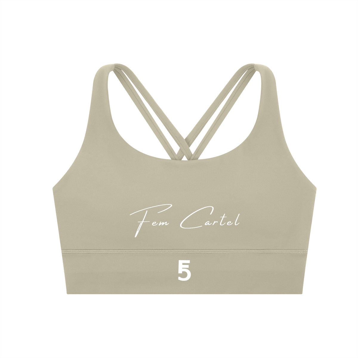 Strappy Criss-Cross Sports Bra | White Logo