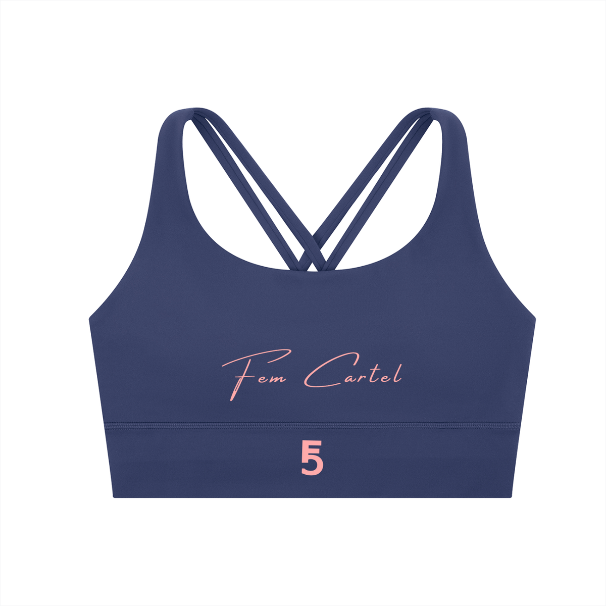 Strappy Criss-Cross Sports Bra | Pink Logo