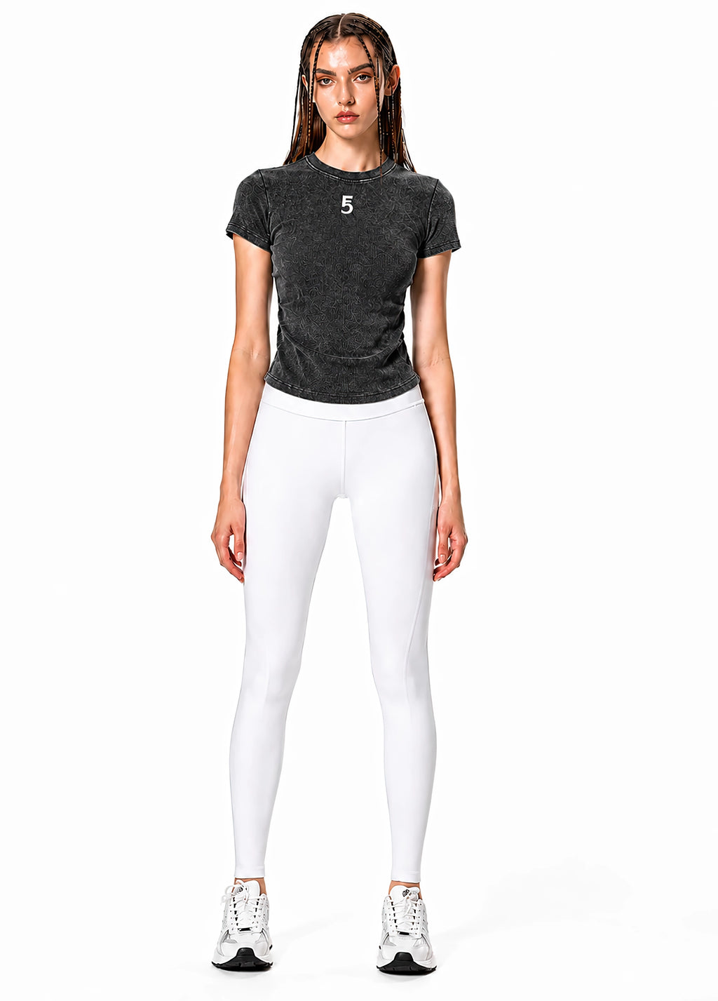 Vintage Washed Bodycon Cotton T-Shirt Icon | White Logo