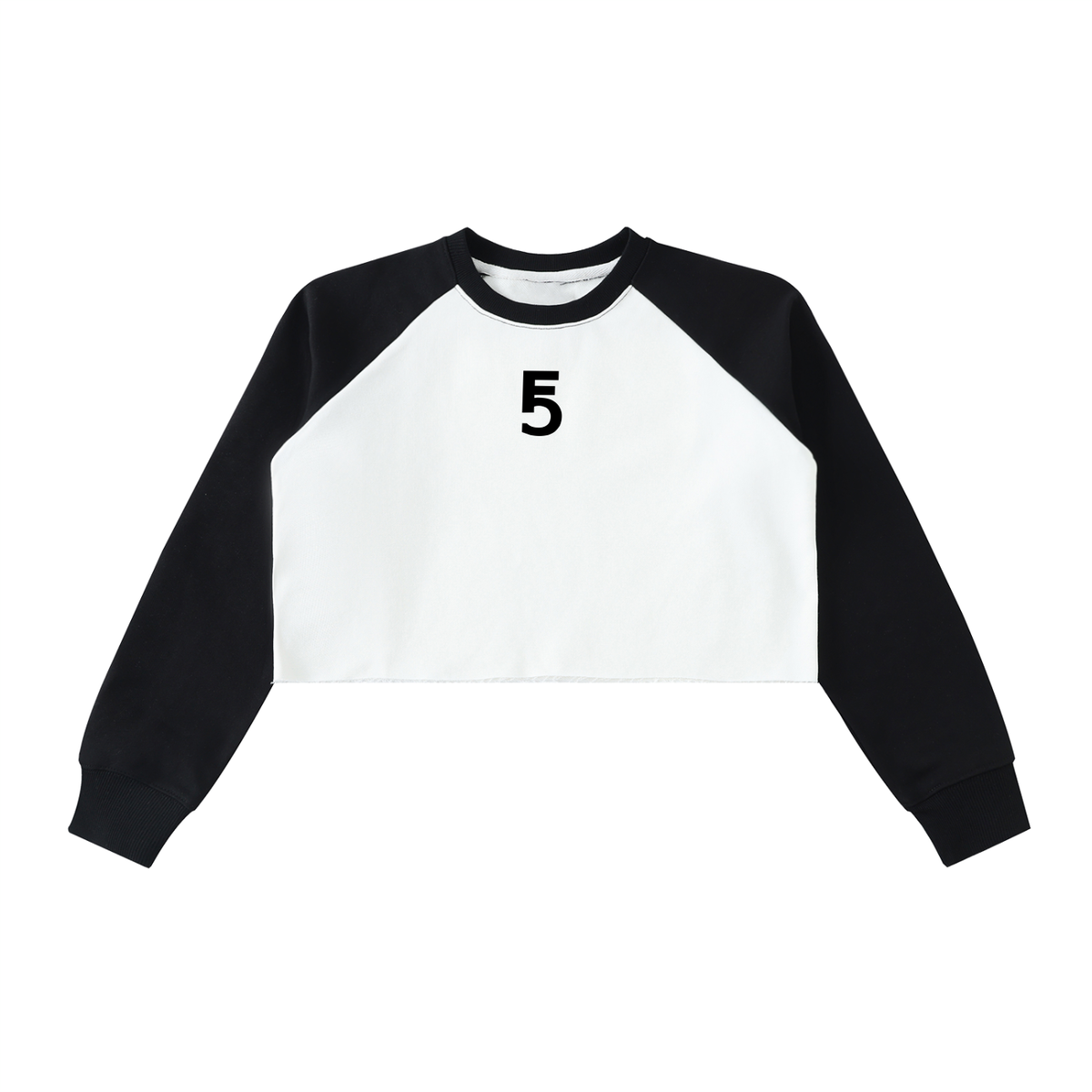 Raw-Hem Color-Block Raglan Crop Sweatshirt | Black Logo