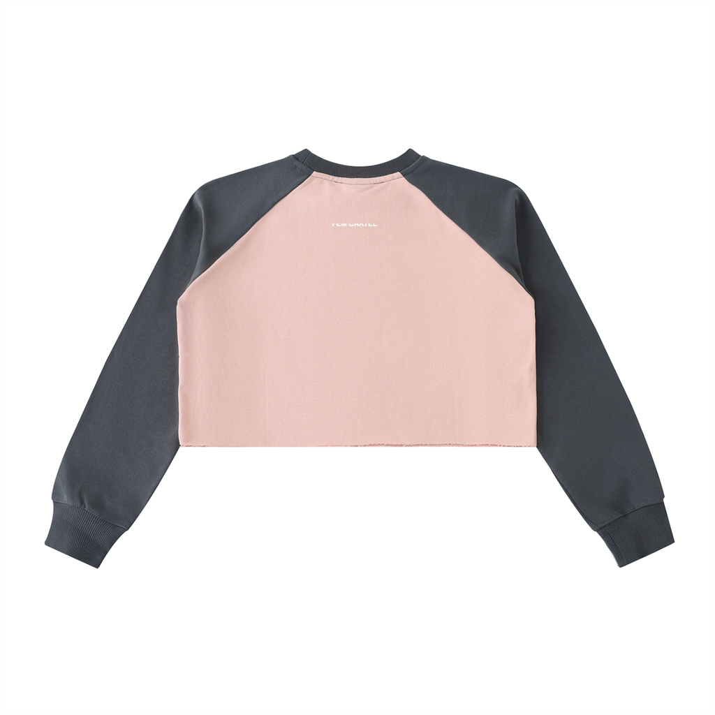 Raw-Hem Color-Block Raglan Crop Sweatshirt | White Logo