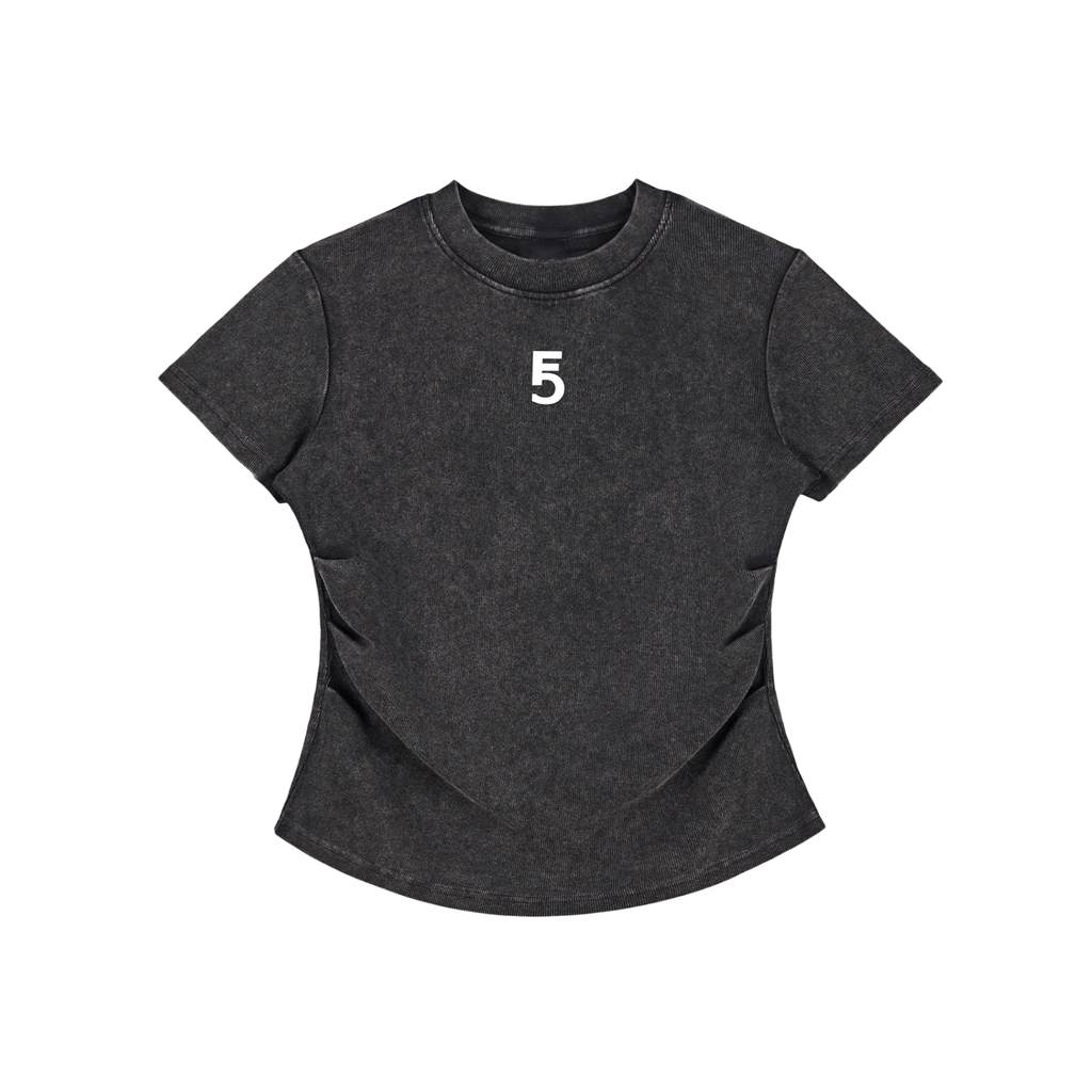 Vintage Washed Bodycon Cotton T-Shirt Icon | White Logo