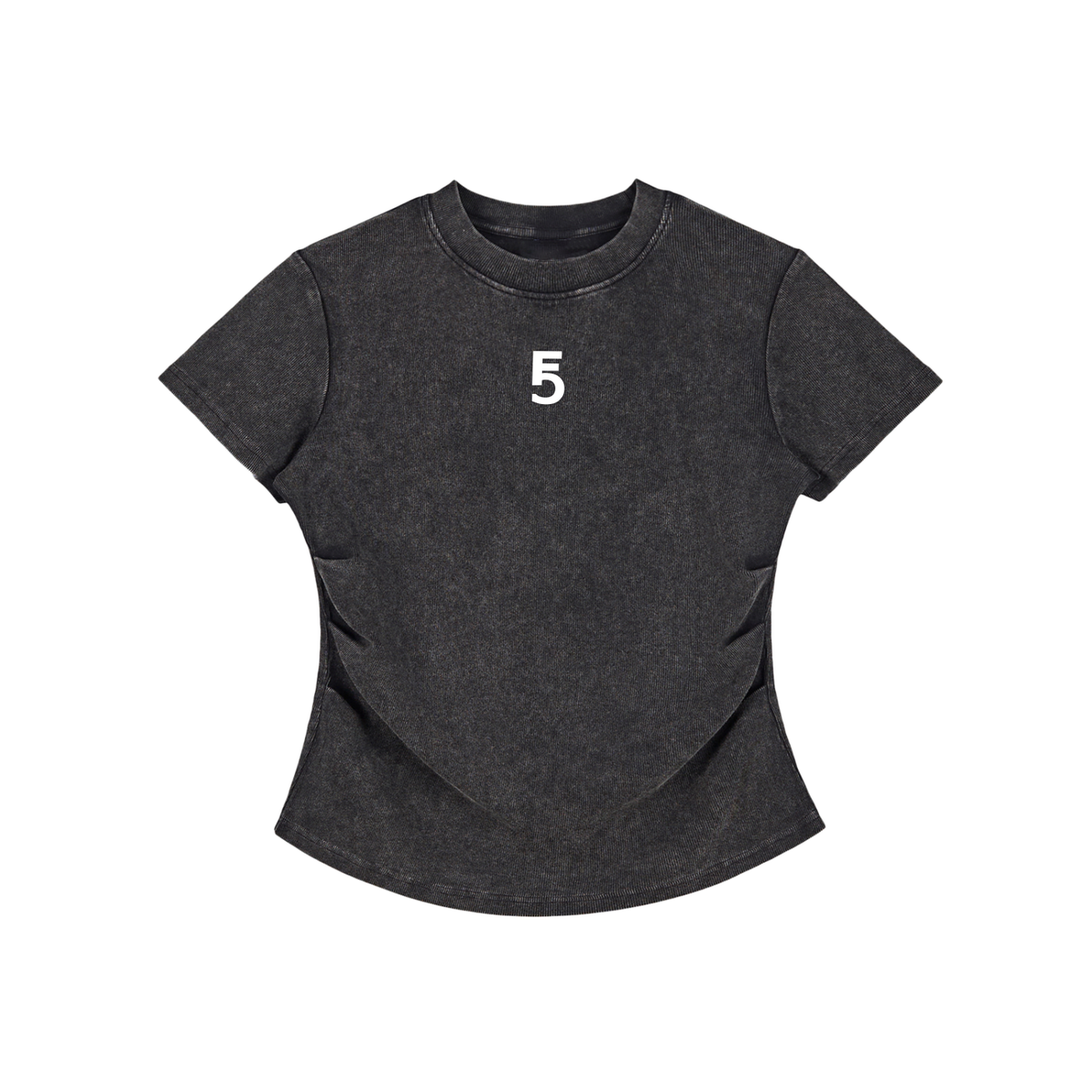 Vintage Washed Bodycon Cotton T-Shirt Icon | White Logo
