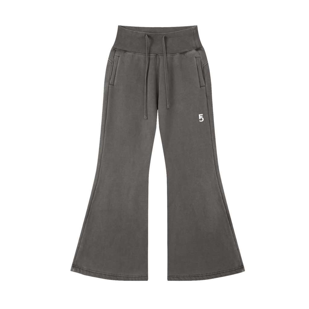 Vintage Washed Flared Fleece Pants | White Logo