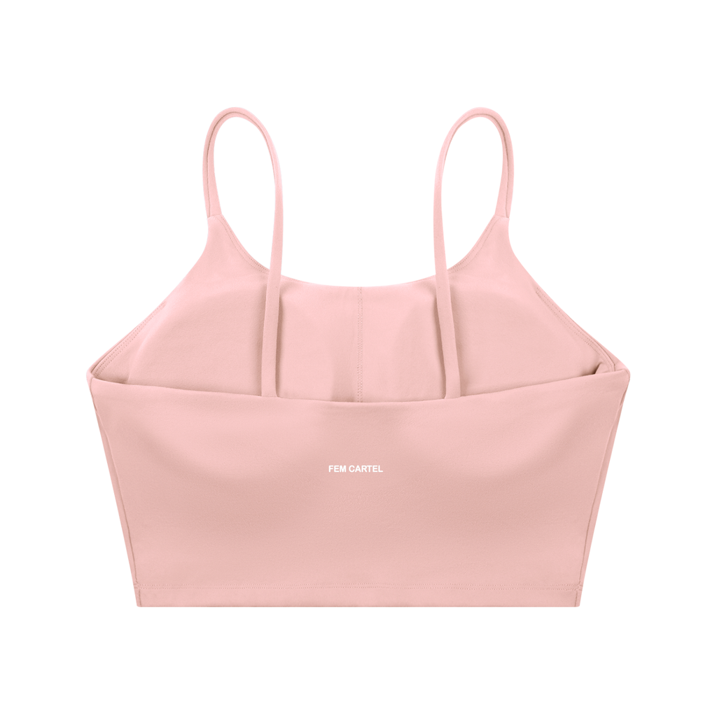 Spaghetti Strap Yoga Sports Bra Script | White Logo