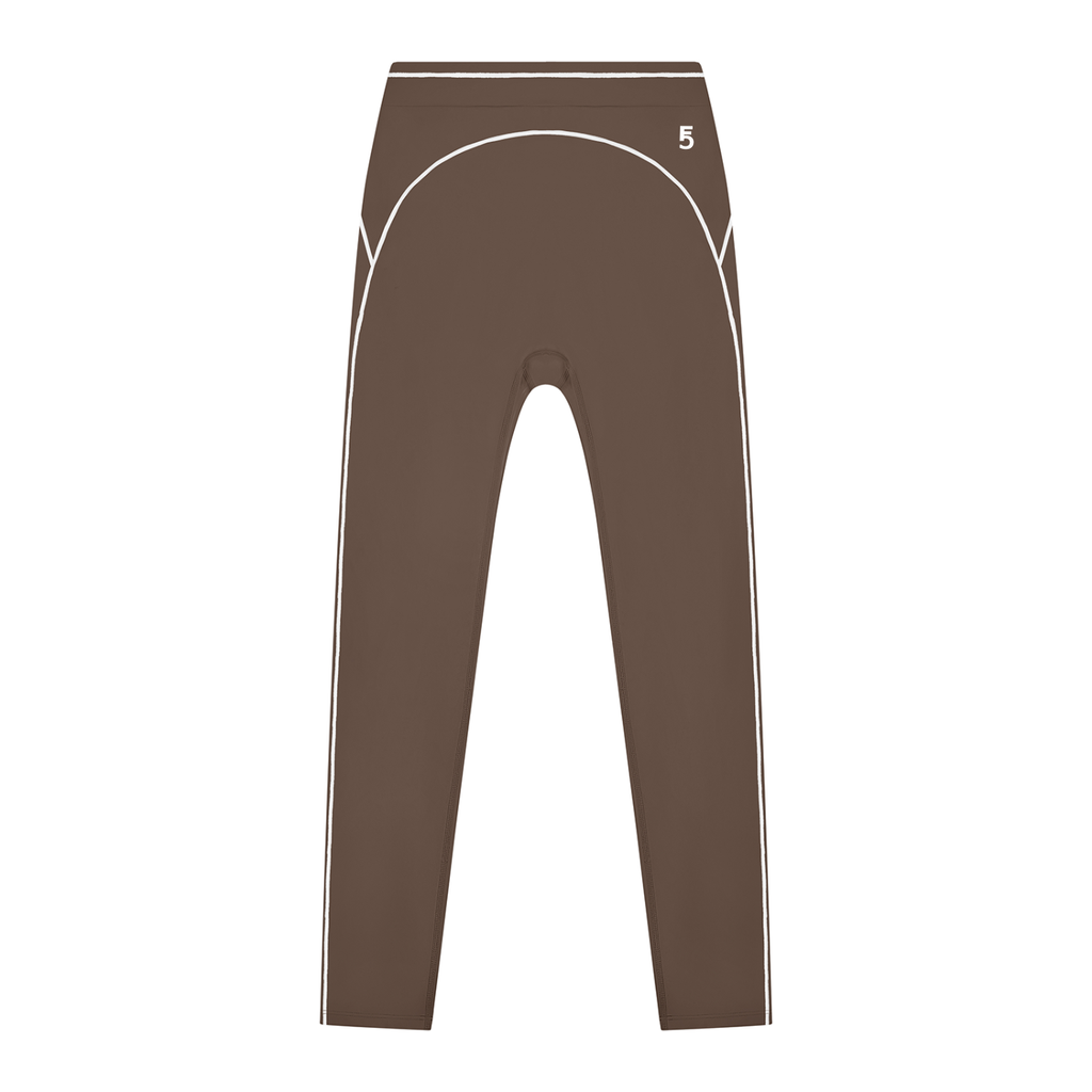 High Rise Topstitching Leggings | White Logo