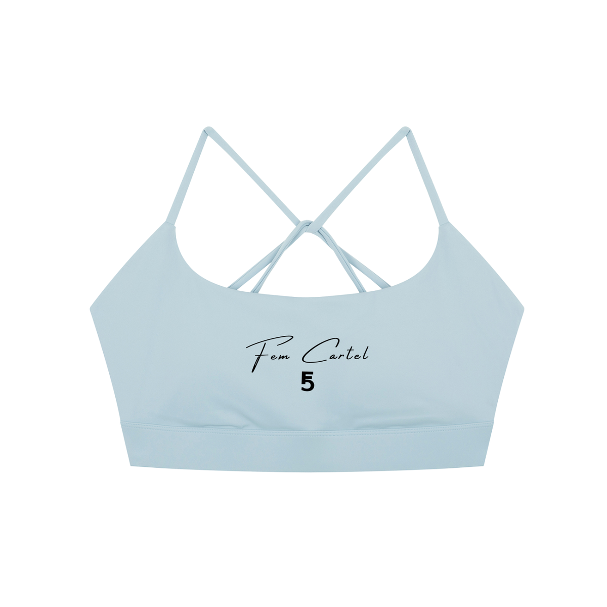 Strappy Criss Cross Yoga Sports Bra Script | Black Logo