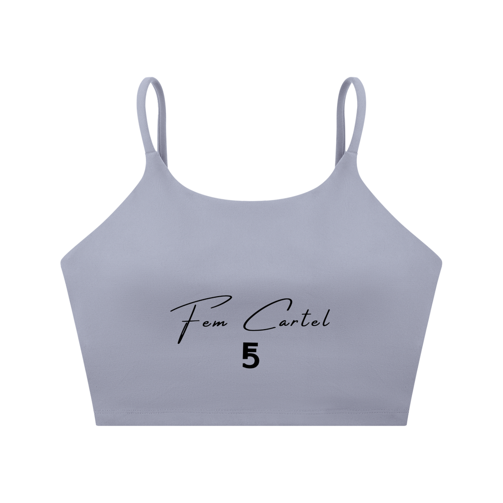 Spaghetti Strap Yoga Sports Bra Script | Black Logo