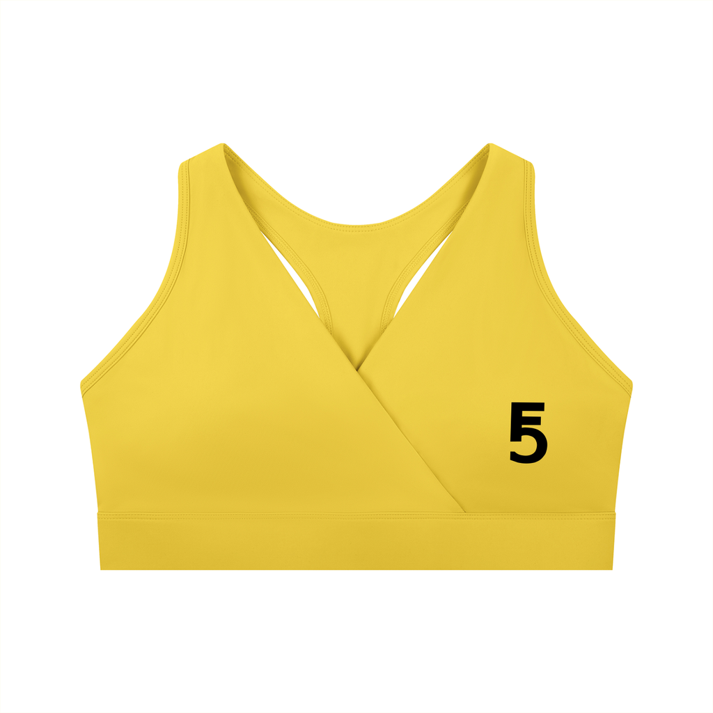 Crossover V-Neck Sports Bra | Black Logo