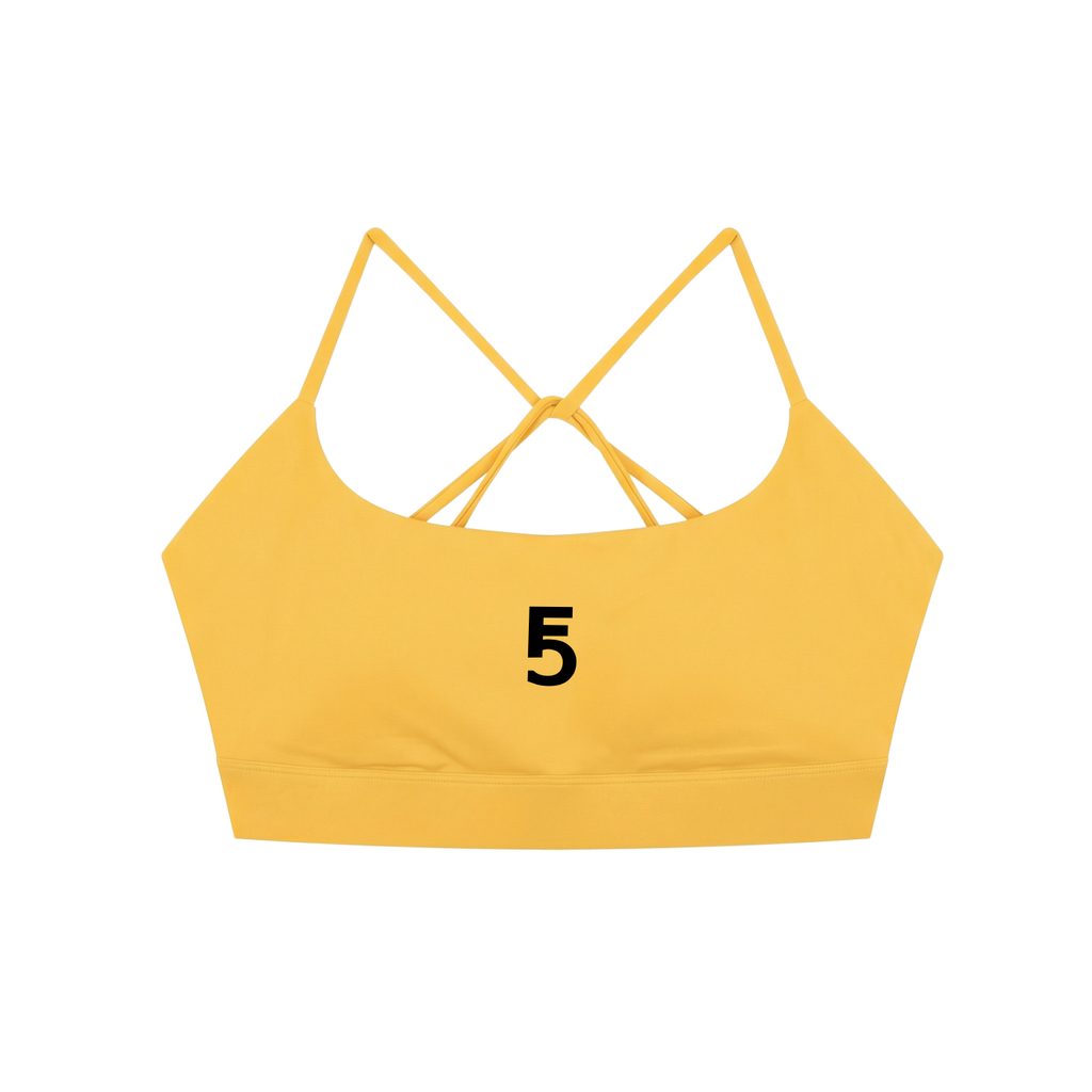 Strappy Criss Cross Yoga Sports Bra Icon | Black Logo