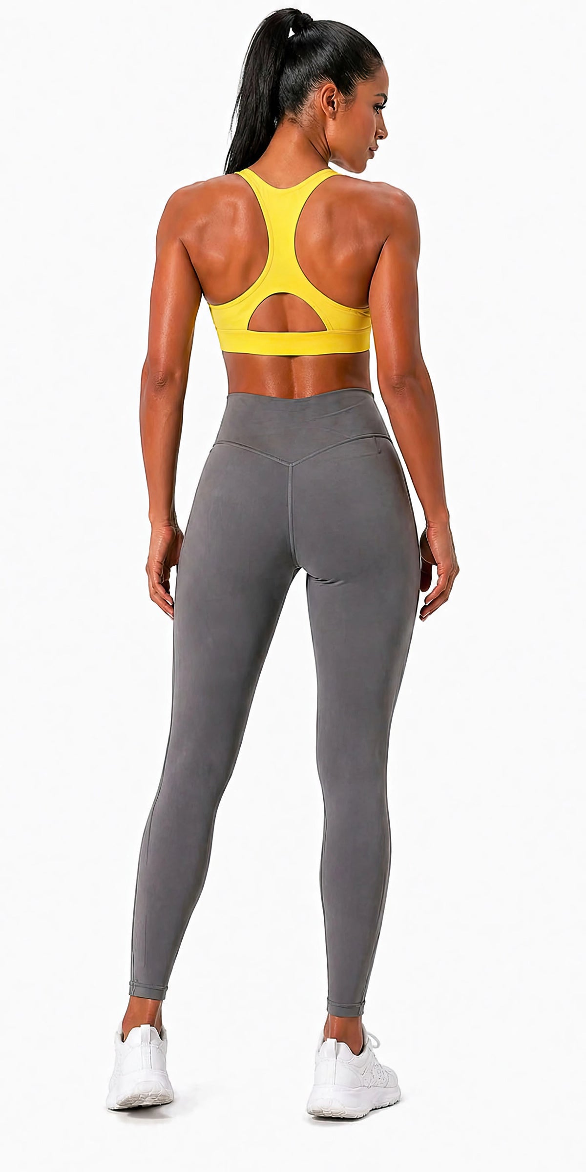 Crossover V-Neck Sports Bra | Black Logo