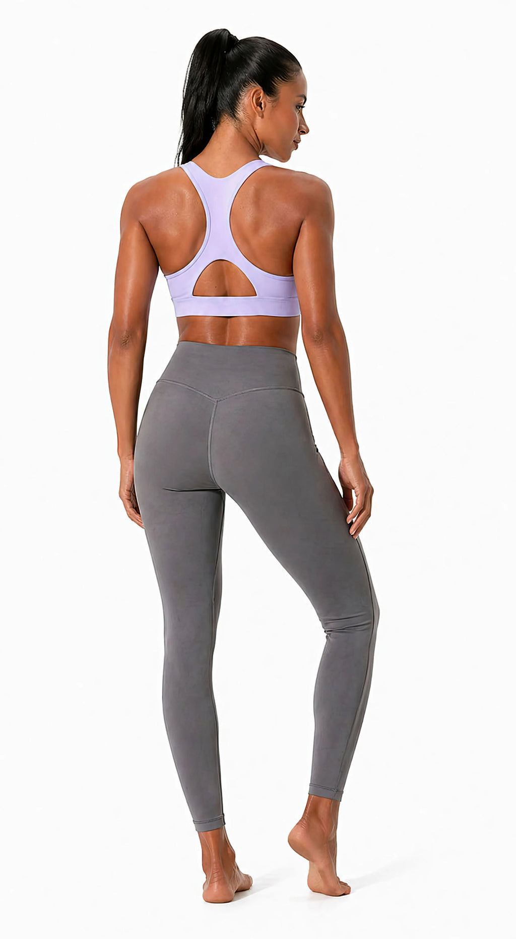 Crossover V-Neck Sports Bra | Black Logo