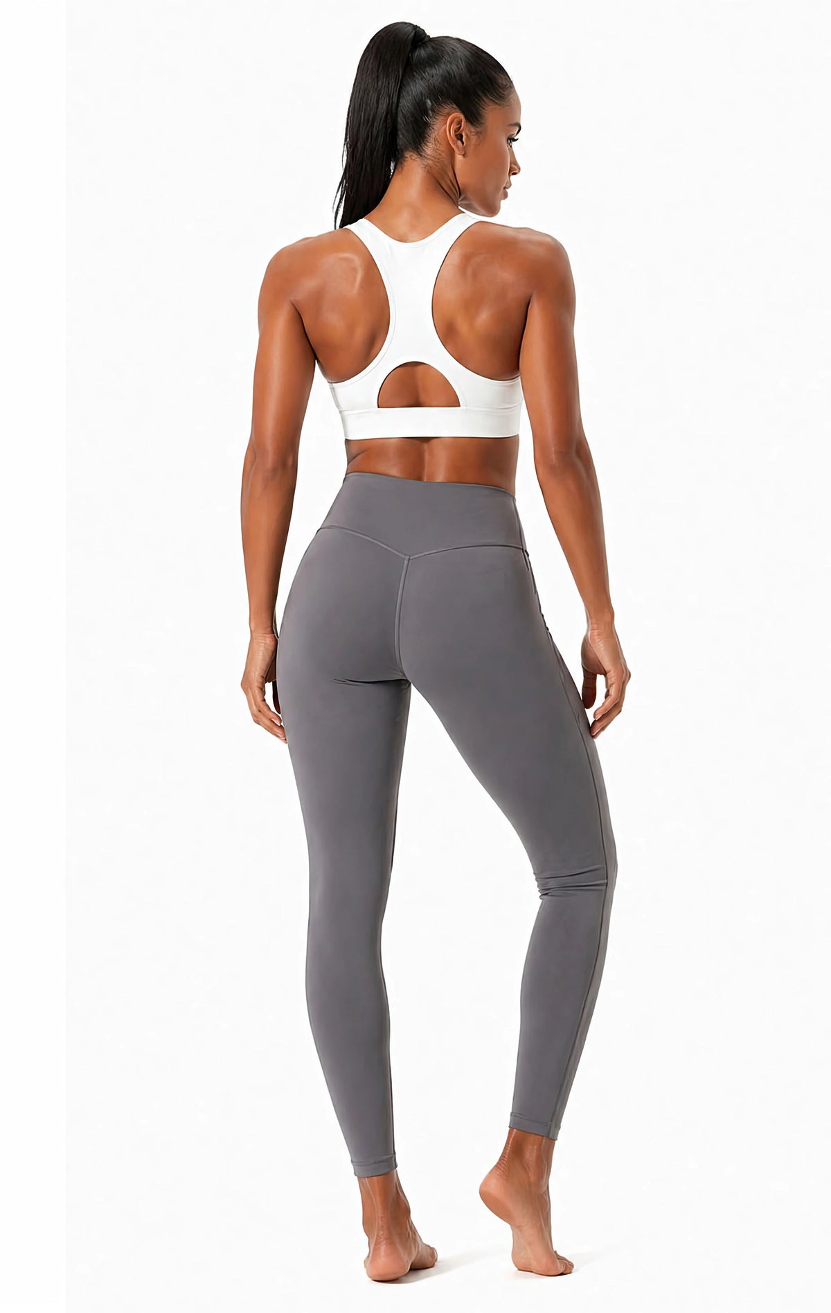 Crossover V-Neck Sports Bra | Black Logo
