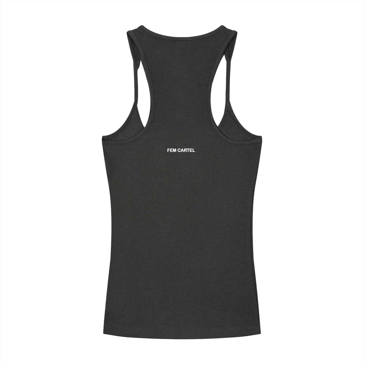 Slim Fit Ribbed Racerback Tank Top | White Logo