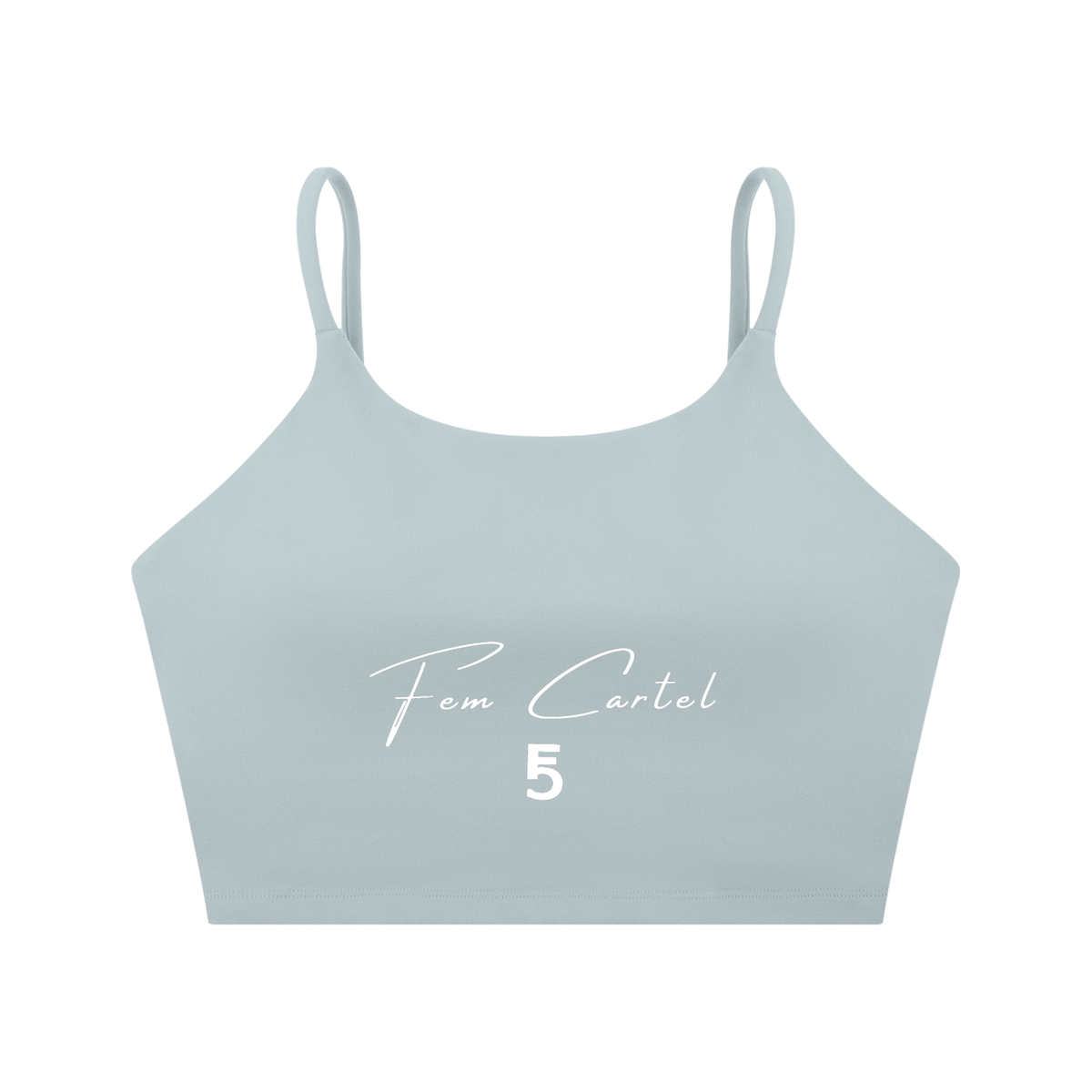 Spaghetti Strap Yoga Sports Bra Script | White Logo