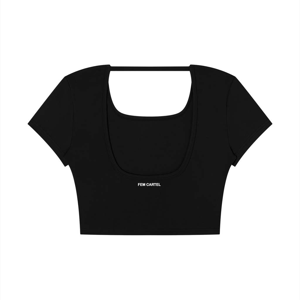 Square Neck Crop T-Shirt Icon | White Logo