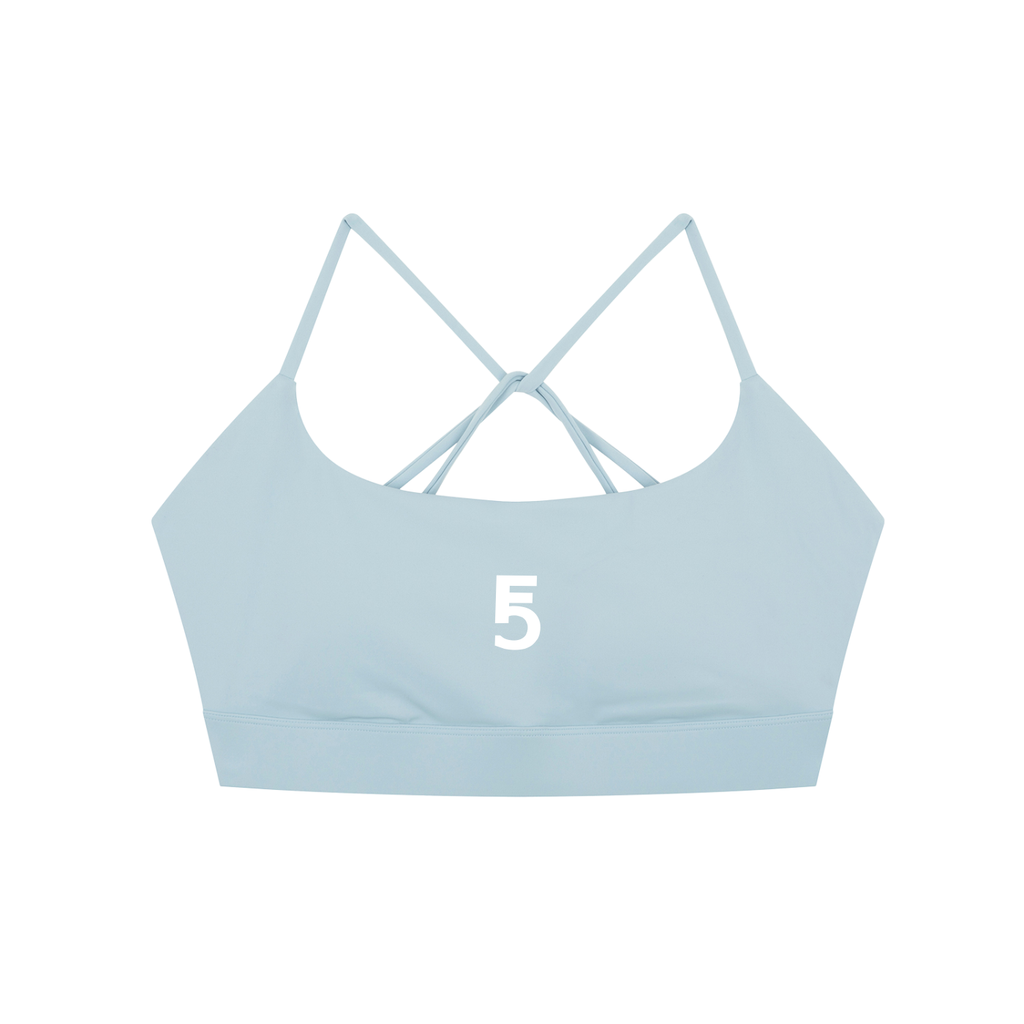 Strappy Criss Cross Yoga Sports Bra Icon| White Logo