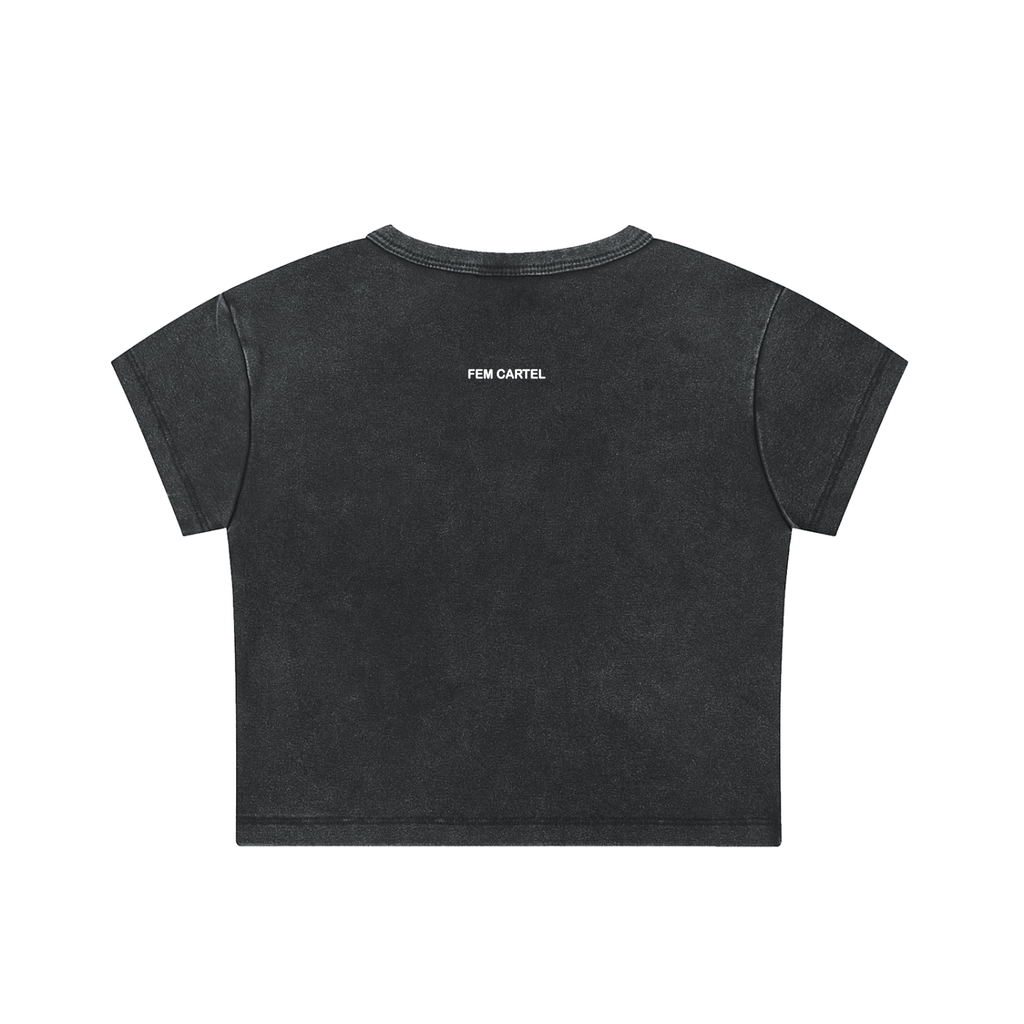 Snow Washed Crop Top Signature | White Logo
