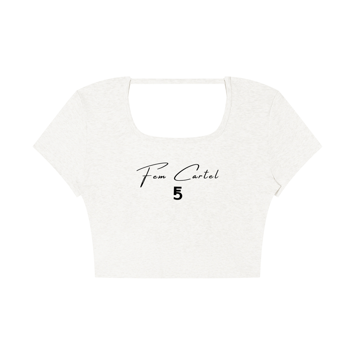 Square Neck Crop T-Shirt Script | Black Logo