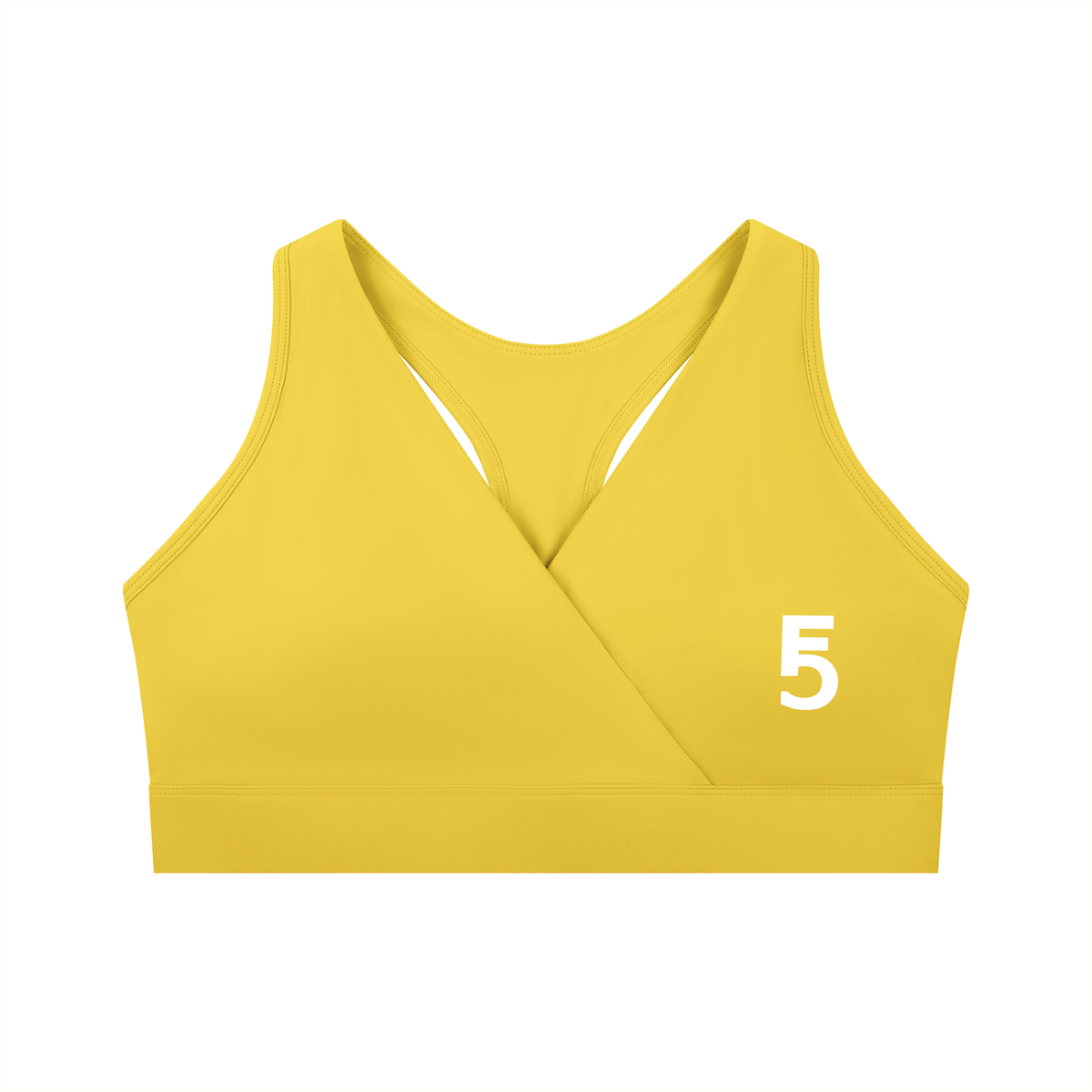 Crossover V-Neck Sports Bra | White Logo