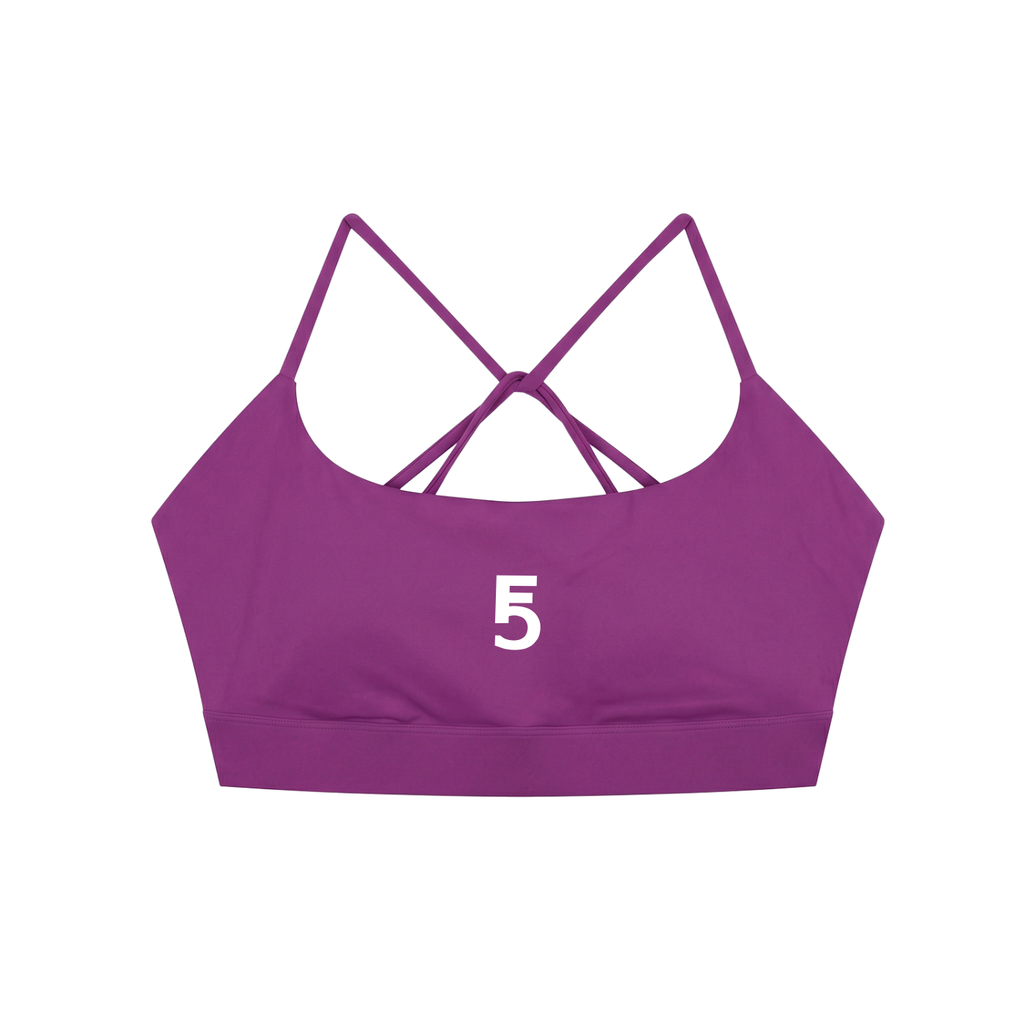 Strappy Criss Cross Yoga Sports Bra Icon| White Logo