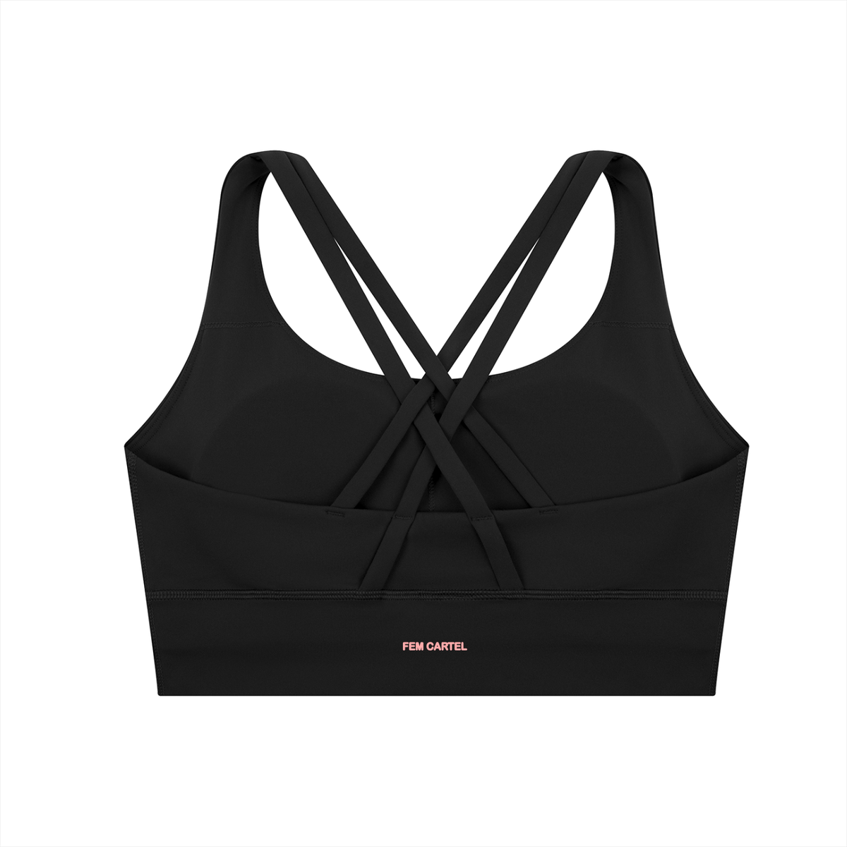 Strappy Criss-Cross Sports Bra | Pink Logo