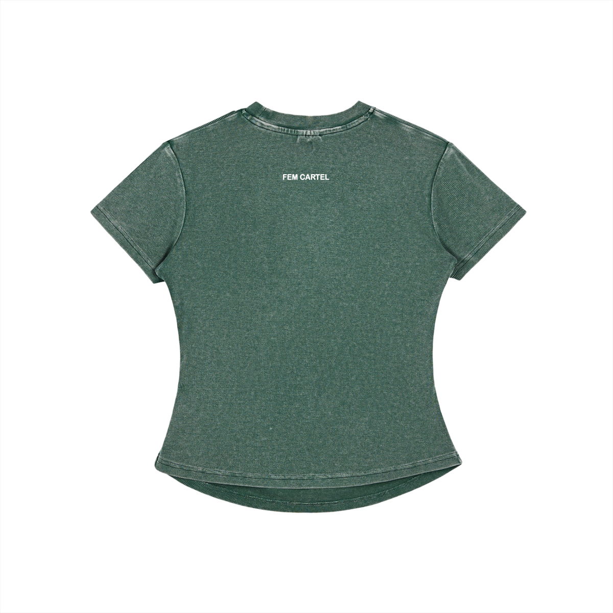 Vintage Washed Bodycon Cotton T-Shirt Script | White Logo