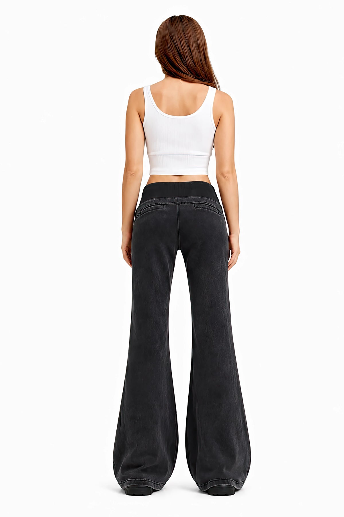 Vintage Washed Flared Fleece Pants | White Logo