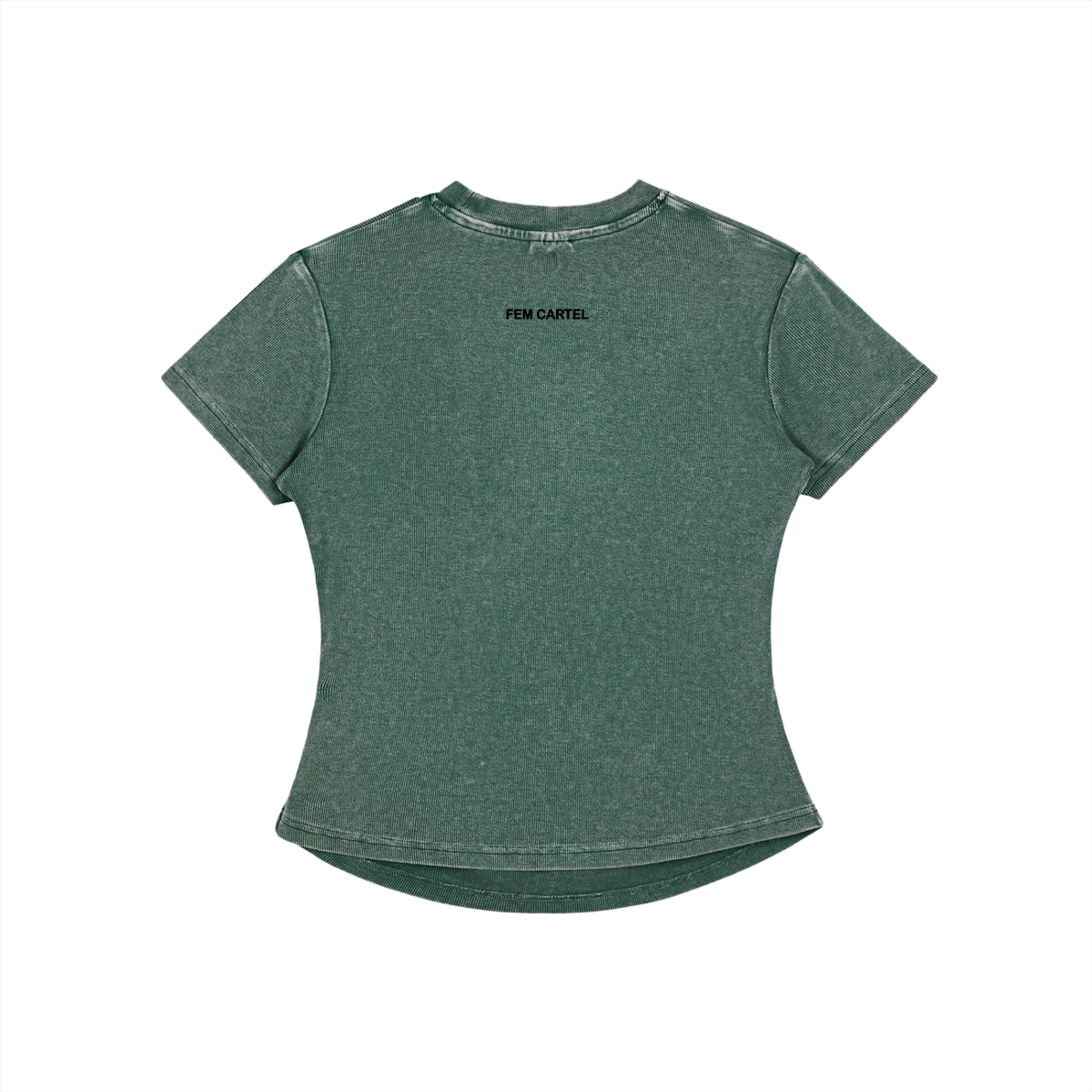 Vintage Washed Bodycon Cotton T-Shirt Script | Black Logo