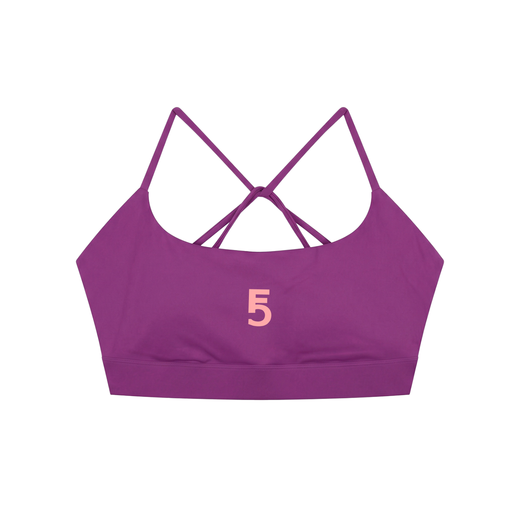 Strappy Criss Cross Yoga Sports Bra Icon | Pink Logo