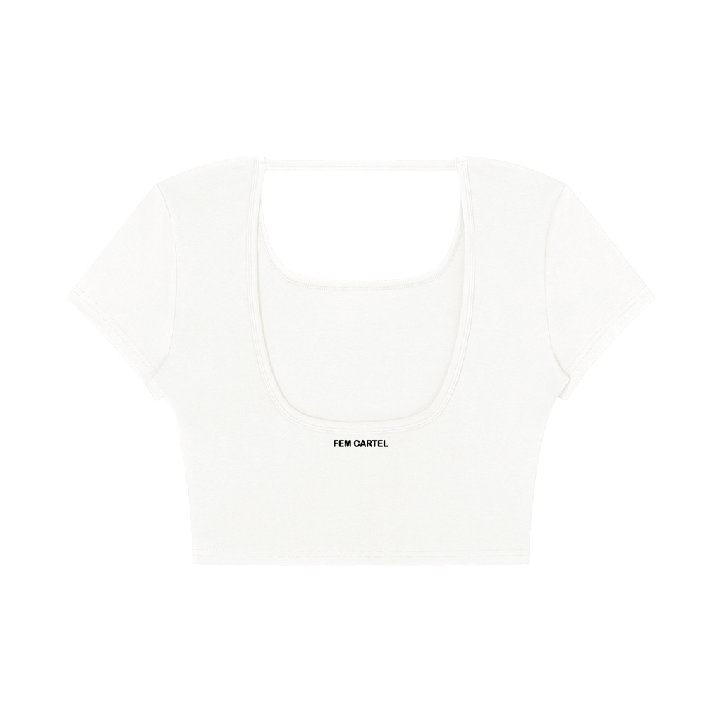Square Neck Crop T-Shirt Icon | Black Logo
