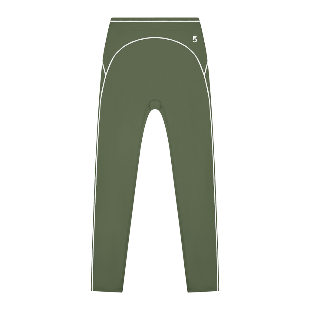 High Rise Topstitching Leggings | White Logo