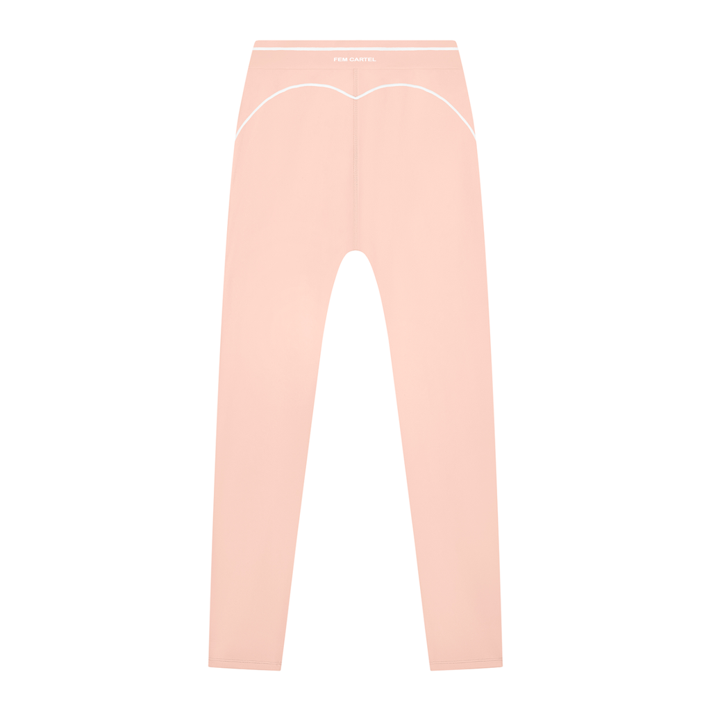 High Rise Topstitching Leggings | White Logo