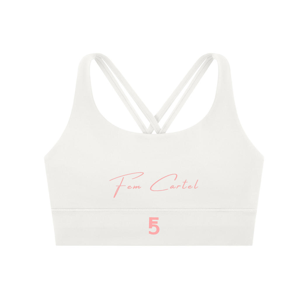 Strappy Criss-Cross Sports Bra | Pink Logo