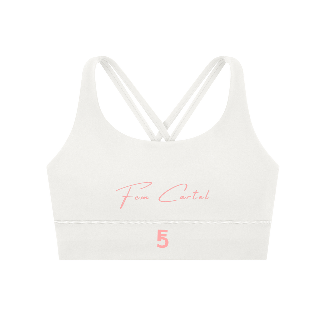 Strappy Criss-Cross Sports Bra | Pink Logo