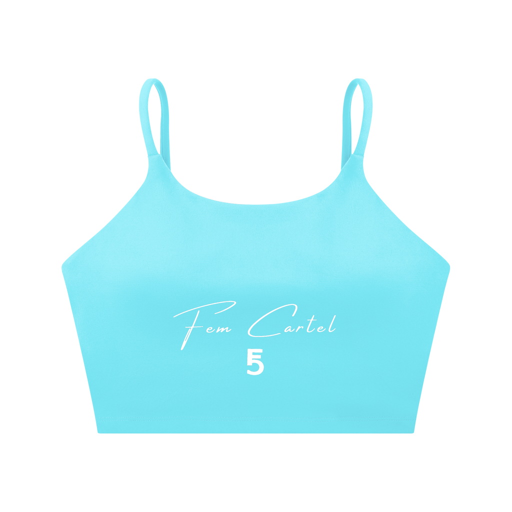 Spaghetti Strap Yoga Sports Bra Script | White Logo