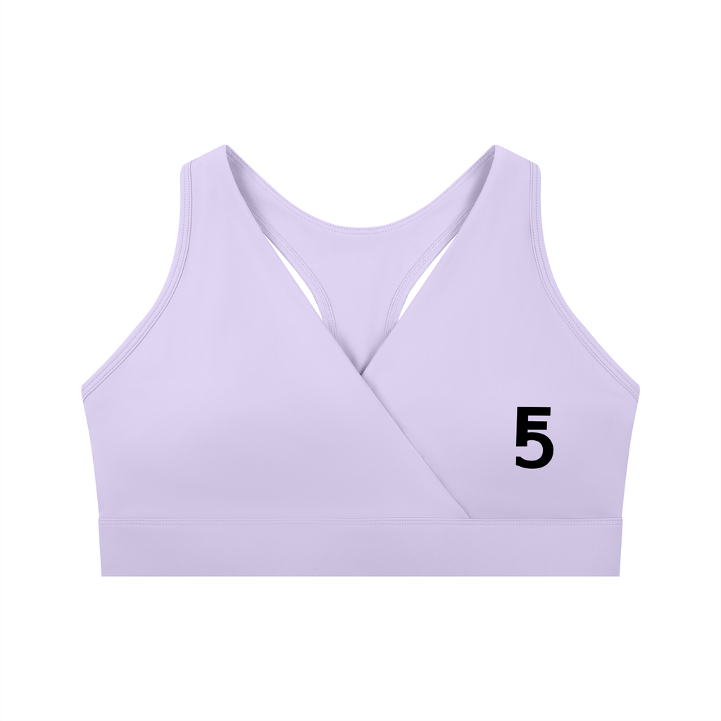 Crossover V-Neck Sports Bra | Black Logo
