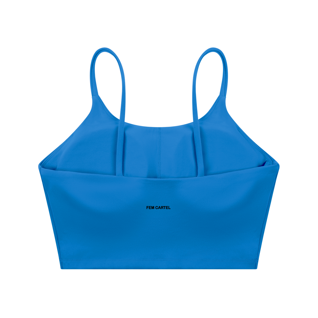 Spaghetti Strap Yoga Sports Bra Script | Black Logo