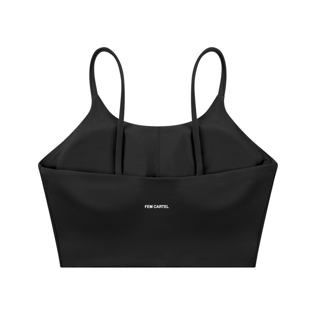 Spaghetti Strap Yoga Sports Bra Script | White Logo