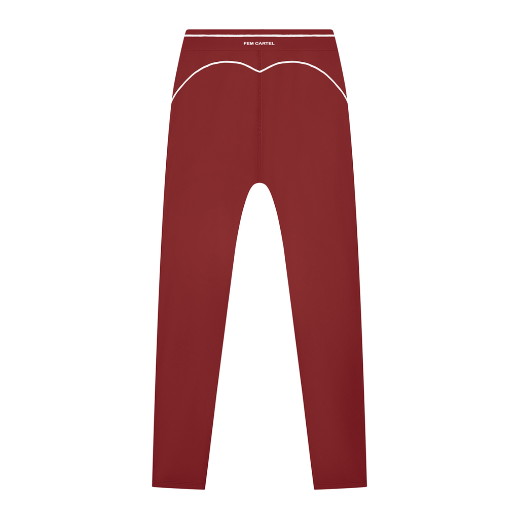 High Rise Topstitching Leggings | White Logo