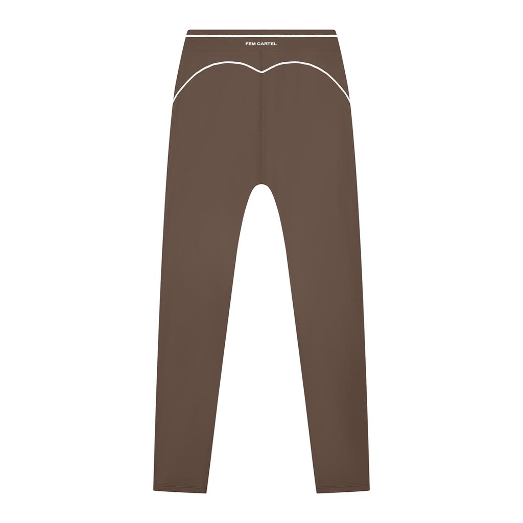 High Rise Topstitching Leggings | White Logo