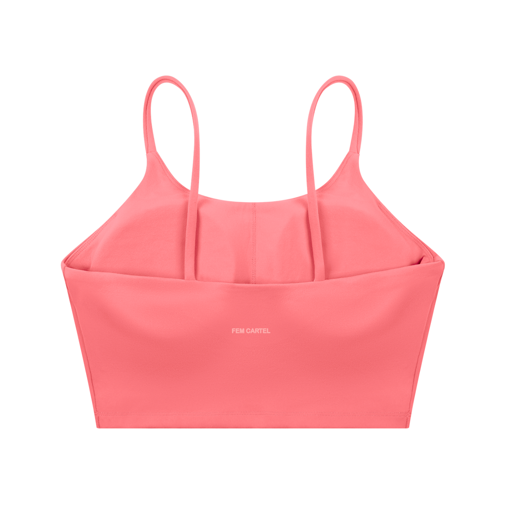 Spaghetti Strap Yoga Sports Bra Icon | Pink Logo