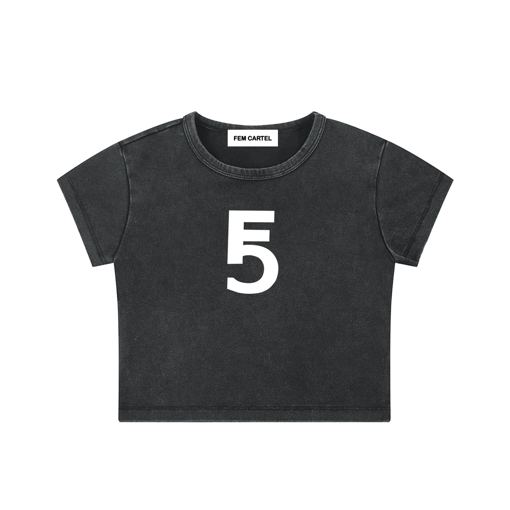 Snow Washed Crop Top Signature | White Logo