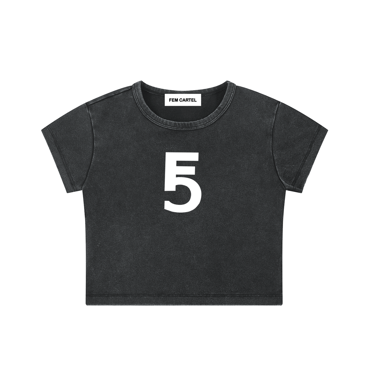 Snow Washed Crop Top Signature | White Logo