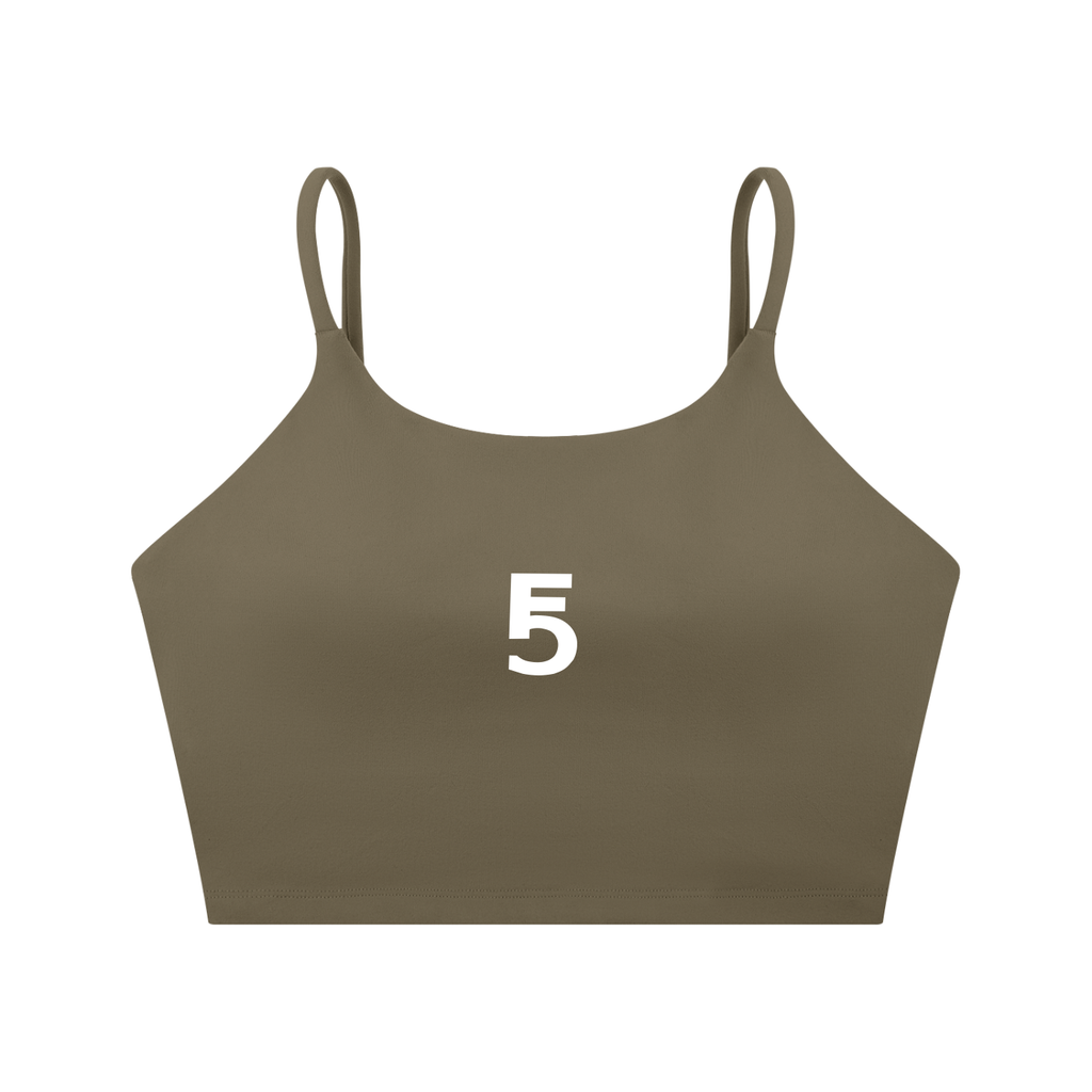 Spaghetti Strap Yoga Sports Bra Icon | White Logo