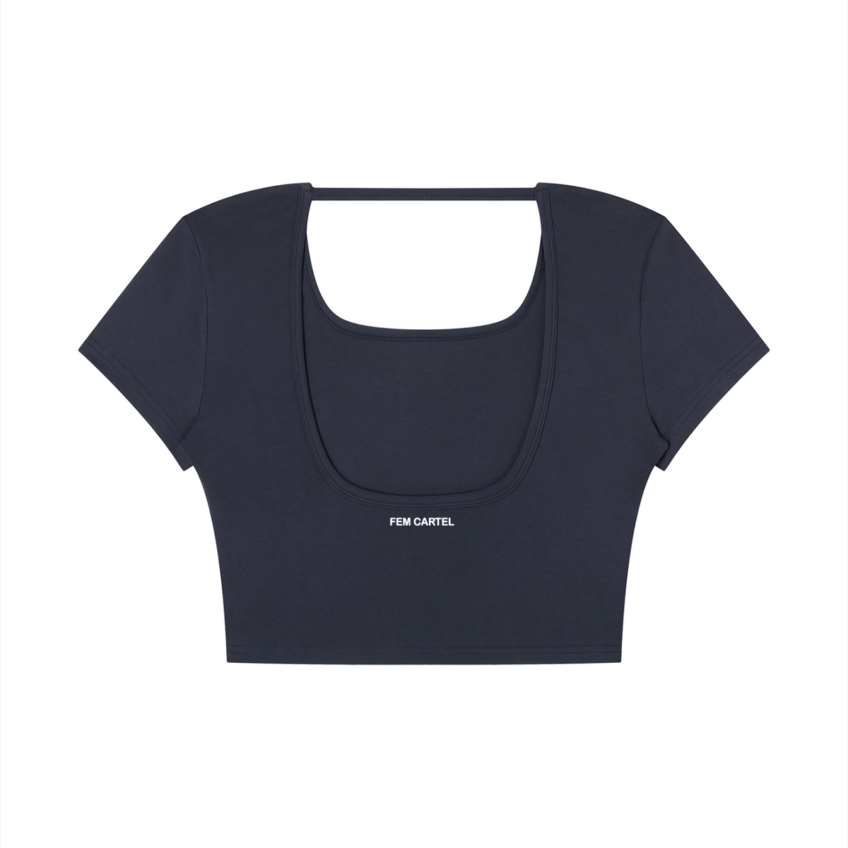 Square Neck Crop T-Shirt Script | White Logo