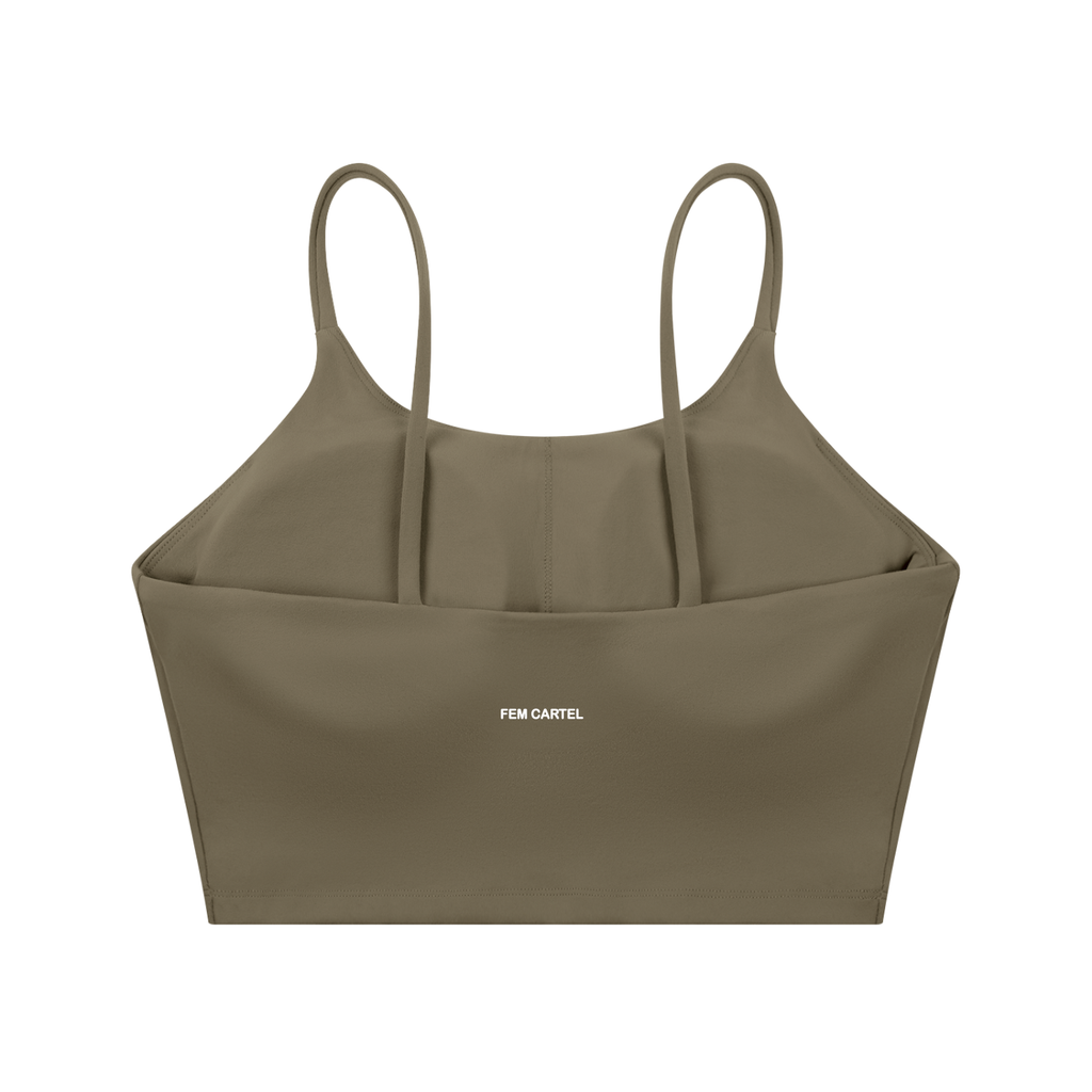 Spaghetti Strap Yoga Sports Bra Icon | White Logo