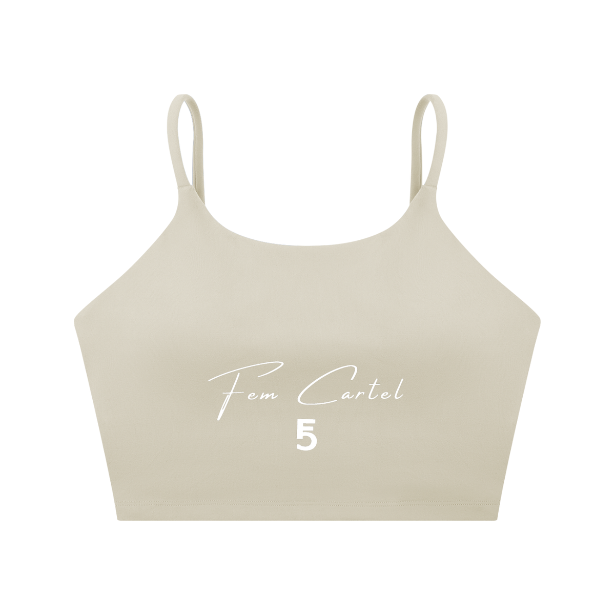 Spaghetti Strap Yoga Sports Bra Script | White Logo